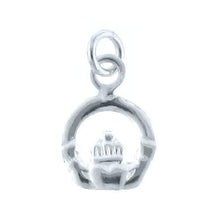 Load image into Gallery viewer, Sterling Silver, 8.7mm Width by 0.8mm Length by 11.6mm Height, Claddagh Charm. Quantity Per Pack: 4 Pieces.
