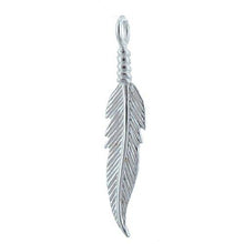 Load image into Gallery viewer, Sterling Silver, 9.5mm Width by 2.4mm Length by 40.9mm Height, Bojo Leaf Feather Charm. Quantity Per Pack: 1 Piece.
