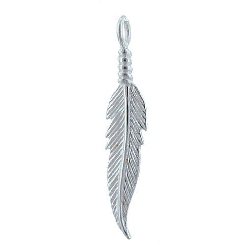 Sterling Silver, 9.5mm Width by 2.4mm Length by 40.9mm Height, Bojo Leaf Feather Charm. Quantity Per Pack: 1 Piece.