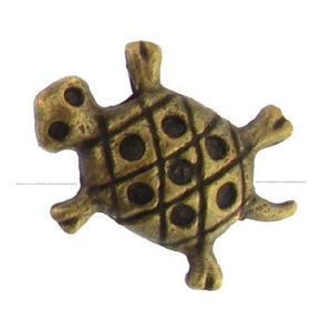 Pewter Gold Plated, 12.2mm Width by 6.7mm Length by 16.6mm Height, Turtle Bali Bead. Quantity Per Pack: 17 Pieces.