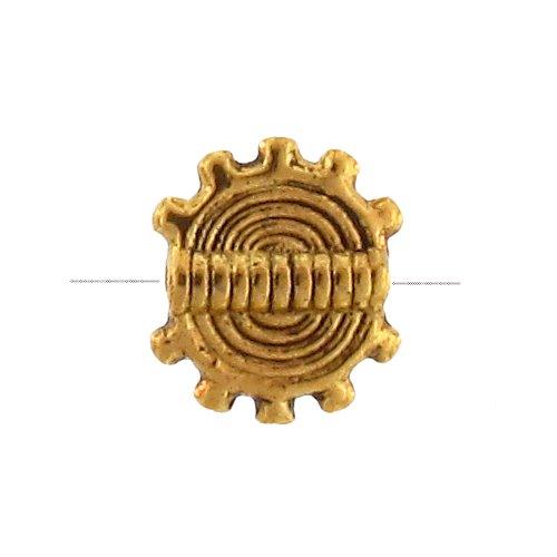 Pewter Gold Plated, 8.6mm Width by 9.8mm Length by 2.9mm Thickness, Textured Flat Circle Bali Bead. Quantity Per Pack: 74 Pieces.