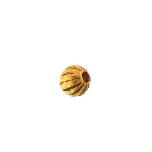 Pewter Gold Plated, 3.7mm Width by 3.8mm Length / Thickness, Corrugated Round Bali Bead. Quantity Per Pack: 350 Pieces.