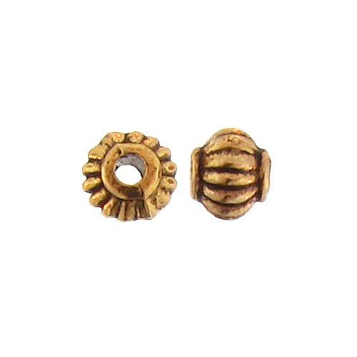 Pewter Gold Plated, 4.3mm Width by 4.8mm Length / Thickness, Corrugated Round Bali Bead. Quantity Per Pack: 133 Pieces.