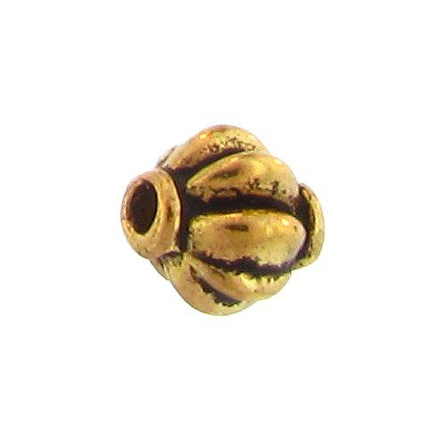 Pewter Gold Plated, 8.1mm Width by 7.3mm Length / Thickness, Corrugated Round Bali Bead. Quantity Per Pack: 39 Pieces.
