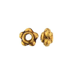 Pewter Gold Plated, 4.8mm Width / Length by 3.1mm Thickness, Daisy Bali Bead. Quantity Per Pack: 285 pieces.