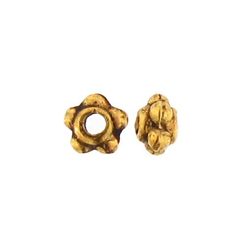 Pewter Gold Plated, 4.8mm Width / Length by 3.1mm Thickness, Daisy Bali Bead. Quantity Per Pack: 285 pieces.