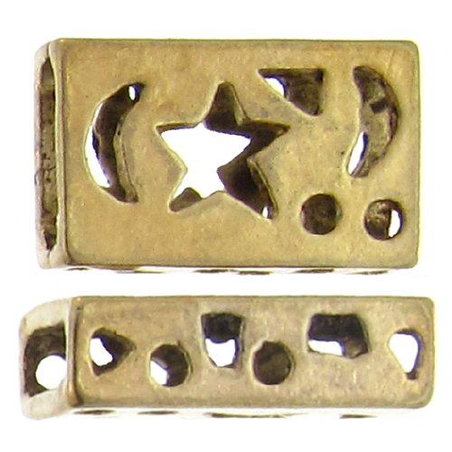 Pewter Gold Plated, 14.2mm Width by 9.1mm Length by 4.5mm Thickness, Fancy Square Bali Bead. Quantity Per Pack: 16 Pieces.