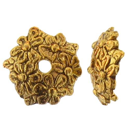 Pewter Gold Plated, 11.3mm Width / Length by 3.0mm Height, Fancy Flower Bead Cap. Quantity Per Pack: 42 Pieces.