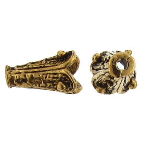 Pewter Gold Plated, 6.8mm Width / Length by 11.4mm Height, Textured Cone. Quantity Per Pack: 26 Pieces.