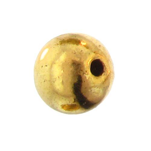 Pewter Gold Plated, 9.2mm Width / Length by 9.9mm Height, Smooth Round Bali Bead. Quantity Per Pack: 13 Pieces.