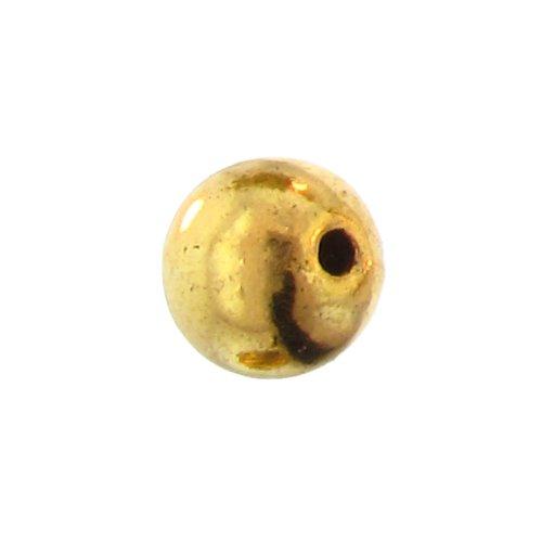 Pewter Gold Plated, 5.6mm Width / Length by 6.0mm Height, Smooth Round Bali Bead. Quantity Per Pack: 60 Pieces.
