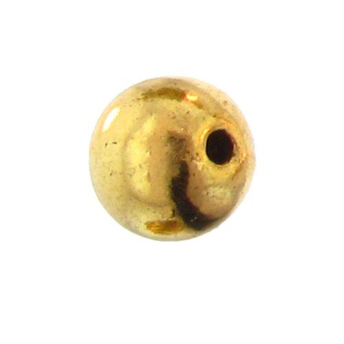 Pewter Gold Plated, 7.0mm Width / Length by 7.7mm Height, Smooth Round Bali Bead. Quantity Per Pack: 26 pieces.