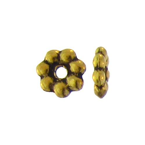 Pewter Gold Plated, 6.5mm Width / Length by 1.7mm Thickness, Daisy Bali Bead. Quantity Per Pack: 133 Pieces.