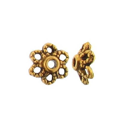 Pewter Gold Plated, 2.4mm Width / Length by 6.5mm Height, Textured Flower Bali Bead Cap. Quantity Per Pack: 250 Pieces.
