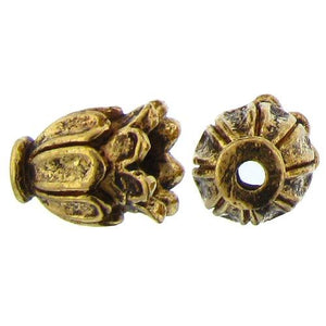 Pewter Gold Plated, 10.6mm Width by 10.1mm Length by 13.2mm Height, Fancy Bead Cap. Quantity Per Pack: 12 Pieces.