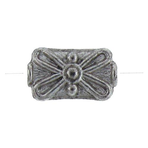 Pewter Oxidized, 9.0mm Width by 15.1mm Length by 5.2mm Thickness, Fancy Rectangle Bali Bead. Quantity per pack: 20 Pieces.