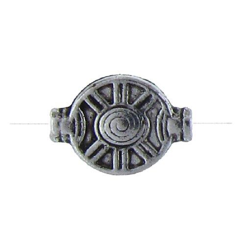 Pewter Oxidized, 10.5mm Width by 1.5mm Length by 4.0mm Thickness, Fancy Flat Oval Bali Bead. Quantity per pack: 24 Pieces.