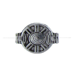 Pewter Oxidized, 10.5mm Width by 1.5mm Length by 4.0mm Thickness, Fancy Flat Oval Bali Bead. Quantity per pack: 24 Pieces.