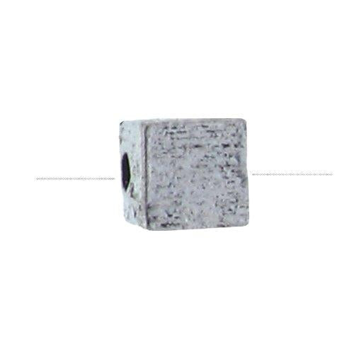 Pewter Oxidized, 5.8mm Width by 5.8mm Length by 5.8mm Height, Textured Square Bali Bead. Quantity per pack: 33 Pieces.