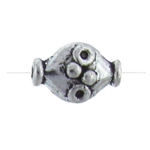 Pewter Oxidized, 7.6mm Width by 11.1mm Length by 5.1mm Thickness, Fancy Flat Oval Bali Bead. Quantity per pack: 43 Pieces.