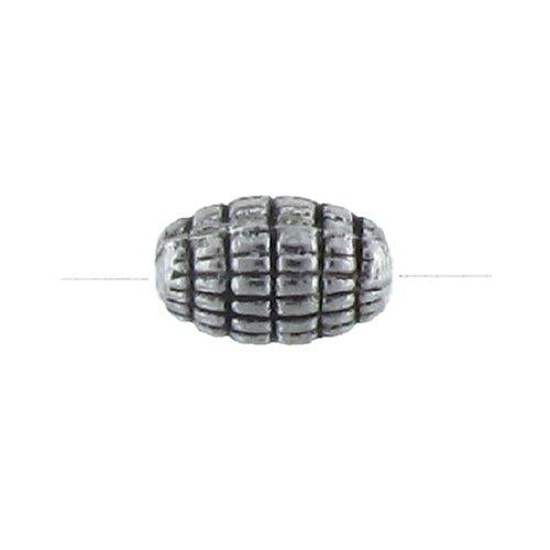 Pewter Oxidized, 5.7mm Width by 5.5mm Length by 8.6mm Height, Textured Oval Bali Bead. Quantity per pack: 45 Pieces.
