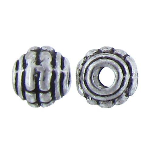 Pewter Oxidized, 7.4mm Width by 7.2mm Length by 6.6mm Height, Textured Round Bali Bead. Quantity per pack: 40 Pieces.