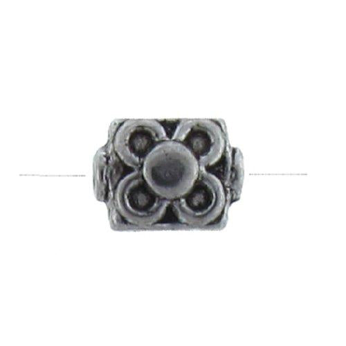 Pewter Oxidized, 6.5mm Width by 4.3mm Length by 8.4mm Height, Textured Square Bali Bead. Quantity per pack: 53 Pieces.