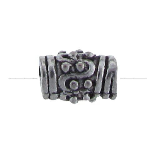 Pewter Oxidized, 6.9mm Width by 6.8mm Length by 10.0mm Height, Textured Tube Bali Bead. Quantity per pack: 35 Pieces.