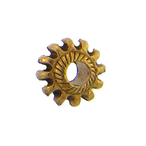 Pewter Gold Plated, 6.5mm Width by 6.5mm Length by 4.6mm Height, Corrugated Roundel Bead. Quantity per pack: 86 Pieces.
