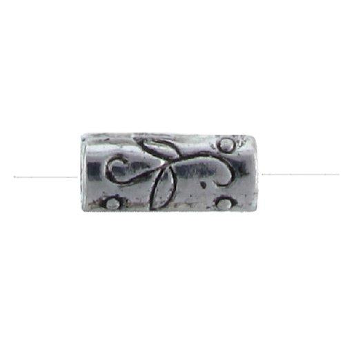 Pewter Oxidized, 5.7mm Width by 5.5mm Length by 12.0mm Height, Textured Tube Bali Bead. Quantity per pack: 35 Pieces.