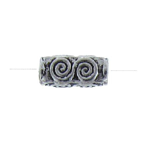 Pewter Oxidized, 4.8mm Width by 4.8mm Length by 10.6mm Height, Textured Rectangle Tube Bali Bead. Quantity per pack: 42 Pieces.