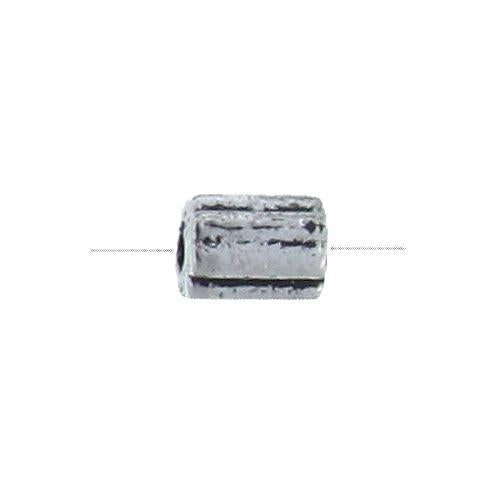 Pewter Oxidized, 4.0mm Width by 4.0mm Length by 5.4mm Height, Corrugated Tube Bali Bead. Quantity per pack: 94 Pieces.