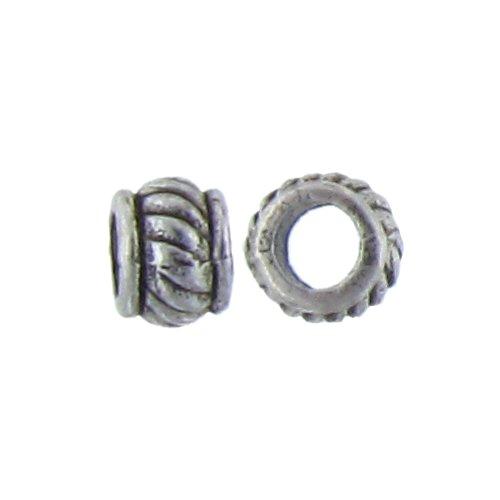 Pewter Oxidized, 5.6mm Width by 5.5mm Length by 4.0mm Height, Textured Round Bali Bead. Quantity per pack: 133 Pieces.