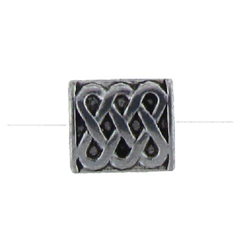 Pewter Oxidized, 8.8mm Width by 4.3mm Length by 9.9mm Height, Textured Square Bali Bead. Quantity per pack: 28 Pieces.