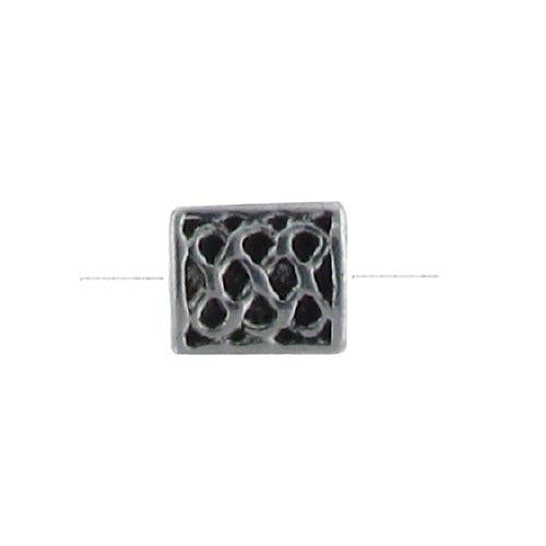 Pewter Oxidized, 6.9mm Width by 6.0mm Length by 3.1mm Thickness, Textured Square Bali Bead. Quantity Per Pack: 81 Pieces.