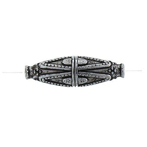 Pewter Oxidized, 22.9mm Width by 6.9mm Length / Height, Textured Tube Bali Bead. Quantity Per Pack: 10 Pieces.