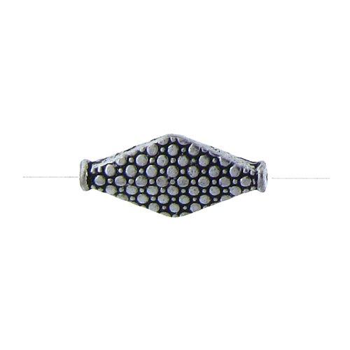 Pewter, 20.2mm Width by 9.6mm Length by 3.3mm Thickness, Stamped Diamond Shaped Flat Bali Bead. Quantity Per Pack: 25 Pieces.