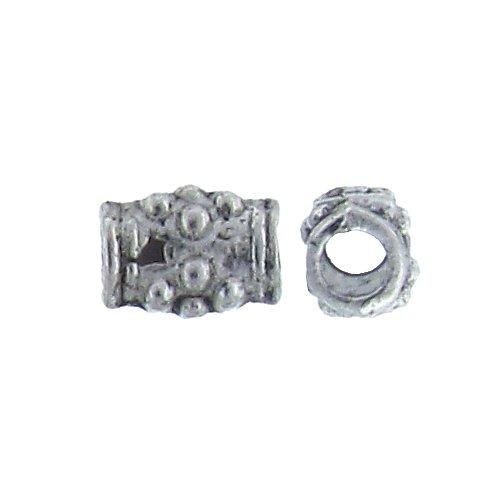 Pewter Oxidized, 6.8mm Width by 5.1mm Length / Height, Textured Tube Bali Bead. Quantity Per Pack: 126 Pieces.
