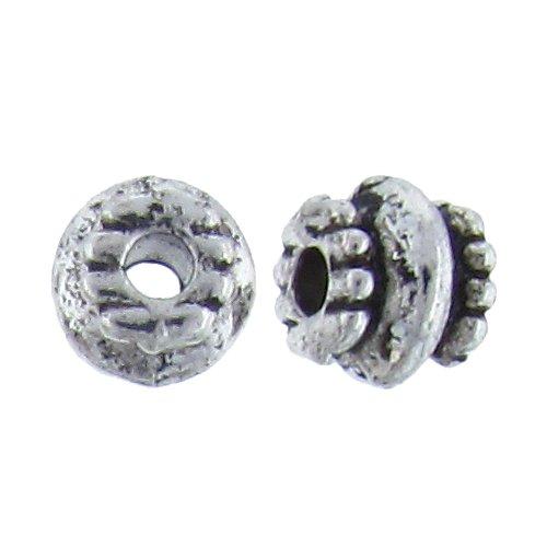 Pewter Oxidized, 7.0mm Width by 7.0mm Length by 6.1mm Height, Textured Fancy Bali Bead. Quantity per pack: 48 Pieces.