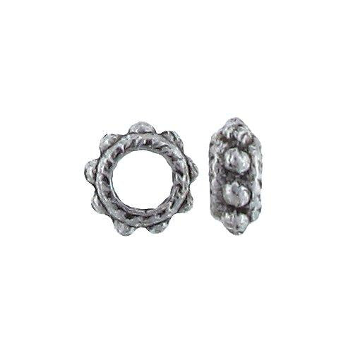 Pewter Oxidized, 5.9mm Width by 5.9mm Length by 3.0mm Height, Textured Round Bali Bead. Quantity per pack: 209 Pieces.