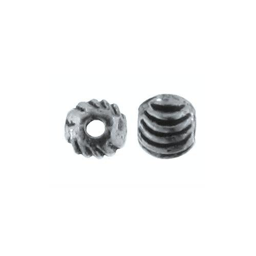 Pewter Oxidized, 4.3mm Width by 4.5mm Length / Height, C-Corrugated Round Bali Bead. Quantity Per Pack: 150 Pieces.