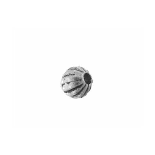 Pewter Oxidized, 4.2mm Width by 4.4mm Length / Height, Corrugated Round Bali Bead. Quantity Per Pack: 166 Pieces.