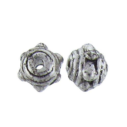Pewter Oxidized, 5.5mm Width by 6.4mm Length / Height, Textured Round Bali Bead. Quantity Per Pack: 64 Pieces.