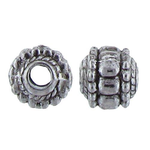 Pewter Oxidized, 7.3mm Width by 7.6mm Length / Height, Textured Fancy Round Bali Bead. Quantity Per Pack: 30 Pieces.