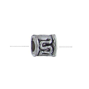 Pewter Oxidized, 5.6mm Width by 5.3mm Length / Height, Textured Tube Bali Bead. Quantity Per Pack: 83 Pieces.