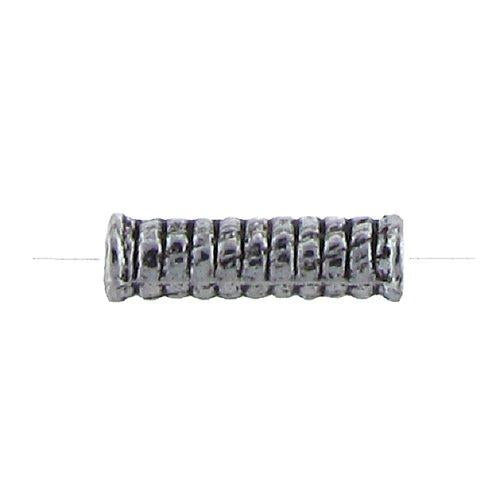 Pewter Oxidized, 14.0mm Width by 4.3mm Length / Height, Corrugated Tube Bali Bead. Quantity Per Pack: 70 Pieces.