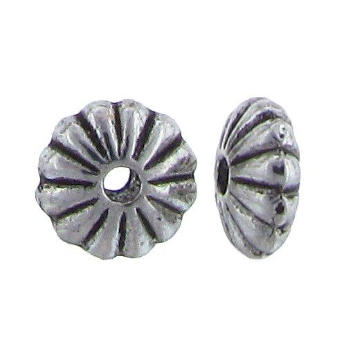 Pewter Oxidized, 3.9mm Width by 8.5mm Length / Height, Corrugated Round Bali Bead. Quantity Per Pack: 47 Pieces.