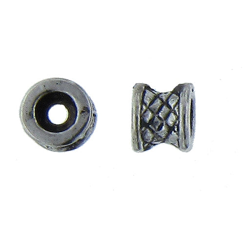 Pewter Oxidized, 7.0mm Width by 7.0mm Length by 5.0mm Height, Textured Tube Bali Bead. Quantity per pack: 52 Pieces.