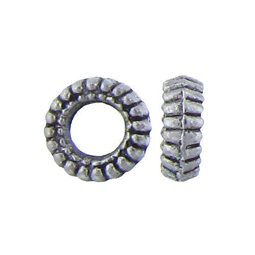 Pewter Oxidized, 7.5mm Width by 7.4mm Length by 2.7mm Height, Corrugated Round Bali Bead. Quantity per pack: 93 Pieces.