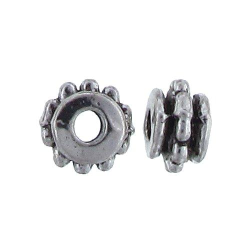 Pewter Oxidized, 6.9mm Width by 6.9mm Length by 4.6mm Height, Textured Roundel Bali Bead. Quantity per pack: 75 Pieces.